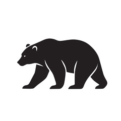 Vector depiction of a standing bear silhouette, created entirely in monochrome black and white with simple yet powerful visual appeal.