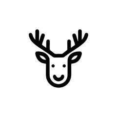 Minimalist Smiling Deer Head Vector Icon Illustration