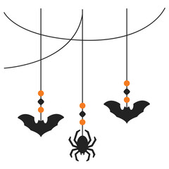Bats and Spiders Halloween Hanging Ornaments 