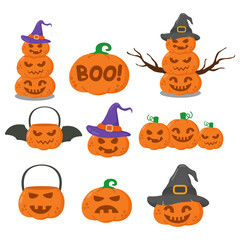 Illustration of Halloween Pumpkin Decoration Collection