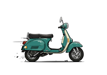 Obraz premium Teal Vintage Scooter Illustration with Black Seat and Chrome Details