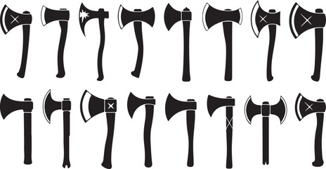 Ax Vector Silhouette Lumberjack Woodcutter Tool Hatchet Axe Equipment Icon