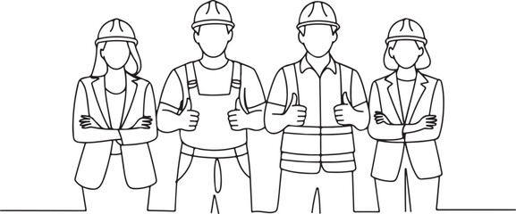 Construction Worker Team Outline Workforce Industry Job