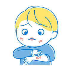 アレルギーで皮膚にかゆみ、湿疹が出てしまった男の子
