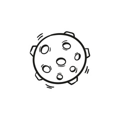 Hand Drawn Illustration Of A Textured Celestial Body With Multiple Craters Floating In Space With A Transparent Background