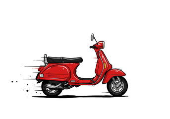 Fototapeta premium Stylish Red Scooter Illustration with Motion Blur Effect