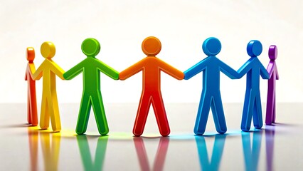 Colorful paper cutout people holding hands symbolizing unity and diversity
