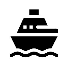 Black silhouette of a cruise ship sailing on water