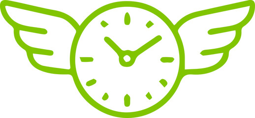 Vibrant green winged clock symbolises swiftness and efficient time management