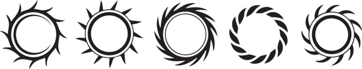 Set of Circular Decorative Black Shapes