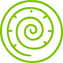 Abstract Green Swirl Symbol Featuring Concentric Circles and Subtle Markers