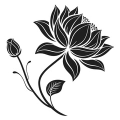 Elegant dark floral design with lotus flower and bud