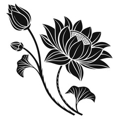 Elegant black and white lotus flower design