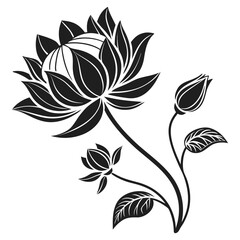 Elegant black and white lotus flower illustration