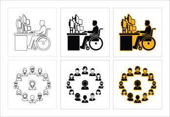 Inclusive Workplace And Teamwork Depicted In Accessible Design With Wheelchair And Diverse Colleagues