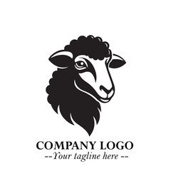 Head of Sheep Logo Symbol in Minimalist Modern Vector Design for Farm, Agriculture, and Wool Branding