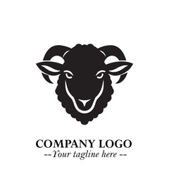Head of Sheep Logo Symbol in Minimalist Modern Vector Design for Farm, Agriculture, and Wool Branding