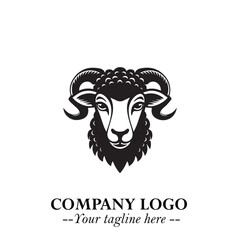 Head of Sheep Logo Symbol in Minimalist Modern Vector Design for Farm, Agriculture, and Wool Branding