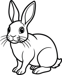 Obraz premium vector line aft of white rabbit on a white background