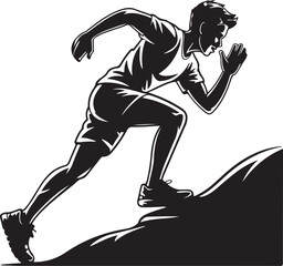 Running Man Silhouette Fitness Workout Athletics Exercise Sport on Hill