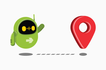 Green Robot and Point Location Icon
