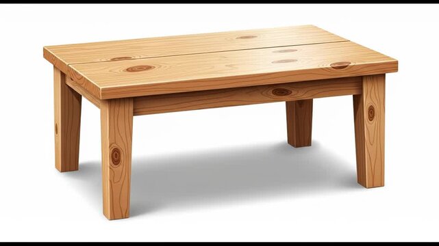 Simple, light-colored wooden bench with visible grain and knots