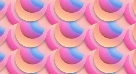 Colorful abstract pattern of layered crescent shapes with gradient hues