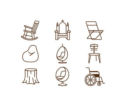 Diverse seating options and chairs vector collection for comfort and style