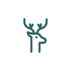 Minimalist Deer Head Logo Concept in Forest Green