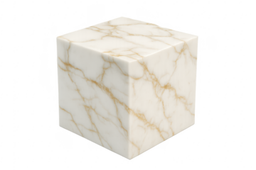Elegant white marble cube with golden veins