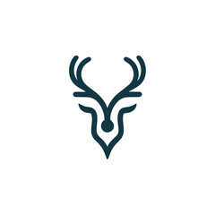 Obraz premium Minimalist Stag Head Line Art Logo for Wildlife