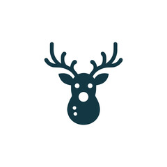 Fototapeta premium Stylized Reindeer Icon in Dark Blue Silhouette