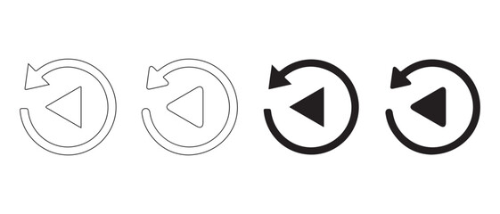 Play button with circular arrow icons. isolated on white background, replay icon set.