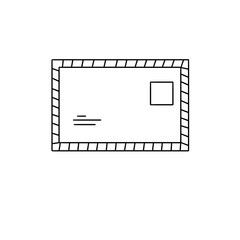 A white envelope with a postmark on it