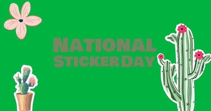 National Sticker Day celebrates with abstract cactus flower digital stickers.
