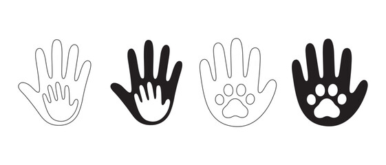 Hand icons set. with different designs isolated on white background.