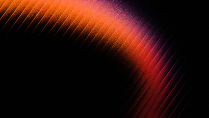 Abstract glowing orange and purple light streak with textured lines against a dark background