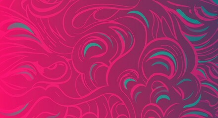Abstract swirls of pink and teal on a gradient background