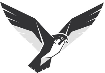 Vector illustration of falcon bird icon, flat modern style, transparent backdrop.
