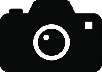 Sleek black camera icon for photography and visual storytelling