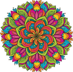 Vibrant kaleidoscopic mandala design for creative projects now
