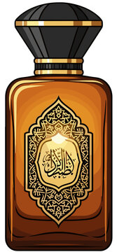 brown perfume bottle with gold accents clip art preview