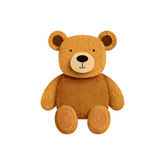 Watercolor cute teddy bear sitting with soft fur texture isolated on transparent background