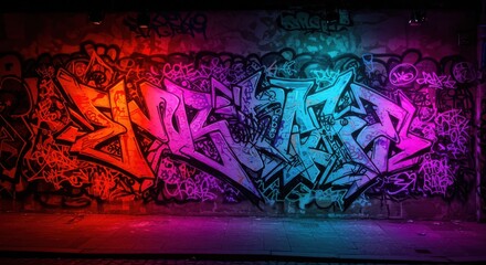 Vibrant graffiti art a colorful urban expression with bold lettering and dynamic lighting