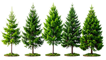  Evergreen Tree Growth Series Pack, Isolated on Transparent Background PNG