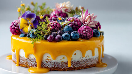 chocolate cake with flowers