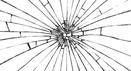 Detailed illustration of shattered glass radiating from center