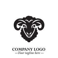 Head of Sheep Logo Symbol in Minimalist Modern Vector Design for Farm, Agriculture, and Wool Branding