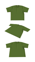 3D rendering of oversized short sleeve crew neck t-shirt mockup. Flat lay tabletop view showing front and side angle
