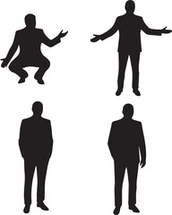 Black vector silhouettes of business people handshaking in a successful team meeting